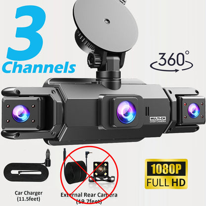 4-Channel 360° Dash Cam FHD with Front, Rear & Side Cameras, 128G, Night Vision, Parking Monitor