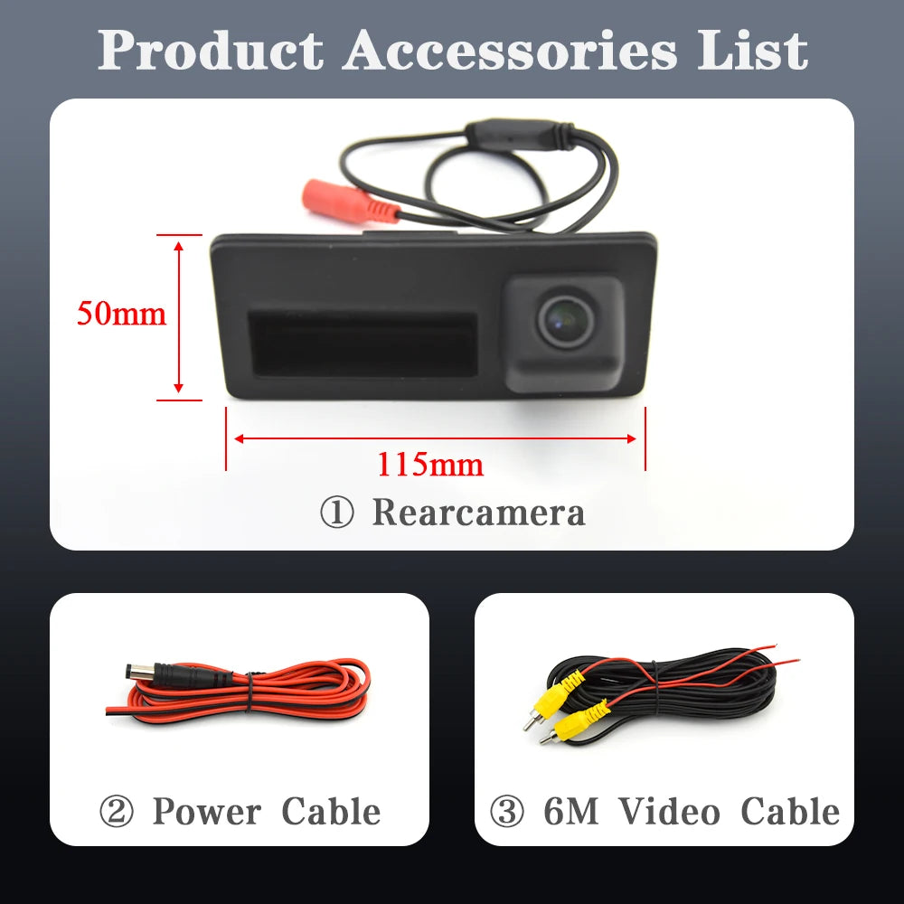 Vehicle Backup Camera for Audi & VW Models, Rearview Trunk Handle Design
