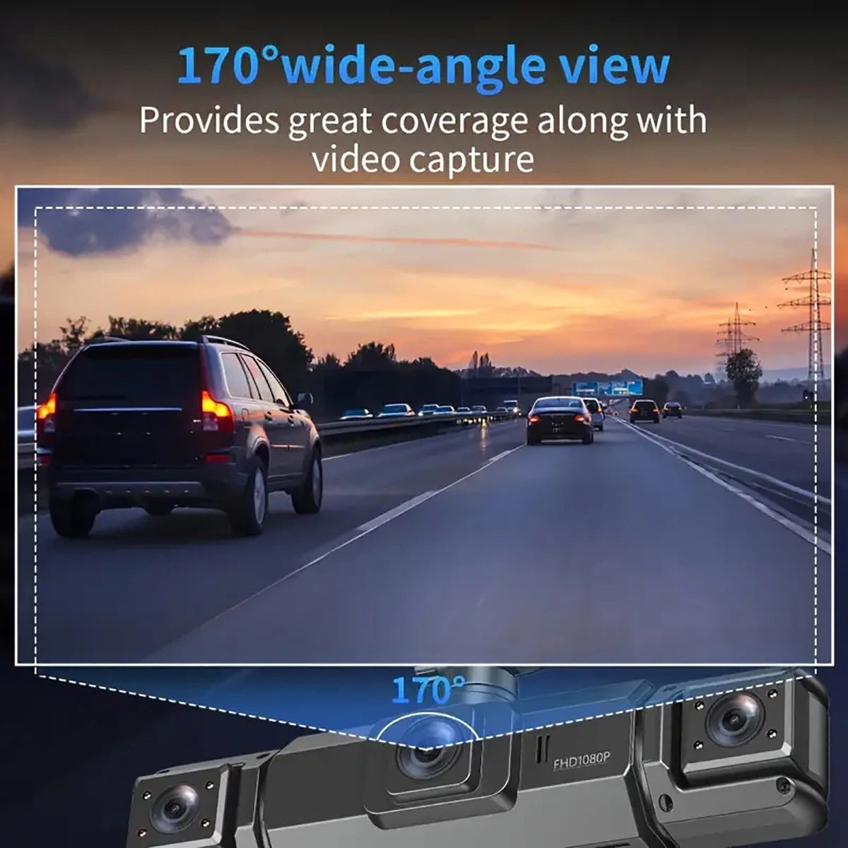 4-Channel 360° Dash Cam FHD with Front, Rear & Side Cameras, 128G, Night Vision, Parking Monitor