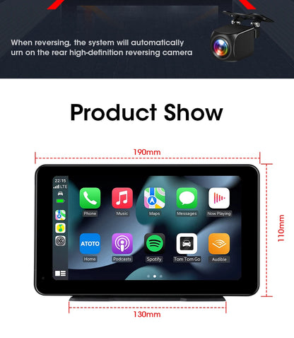 Vtopek 8.1" Dash Cam 2.5K with Wireless CarPlay, Android Auto, GPS & Rear Camera
