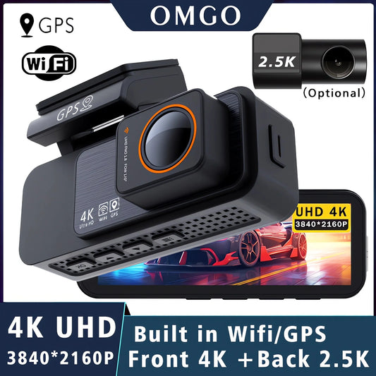 4K Dual Lens Dash Cam with GPS, WiFi & 2.5K Rear Camera, Night Vision