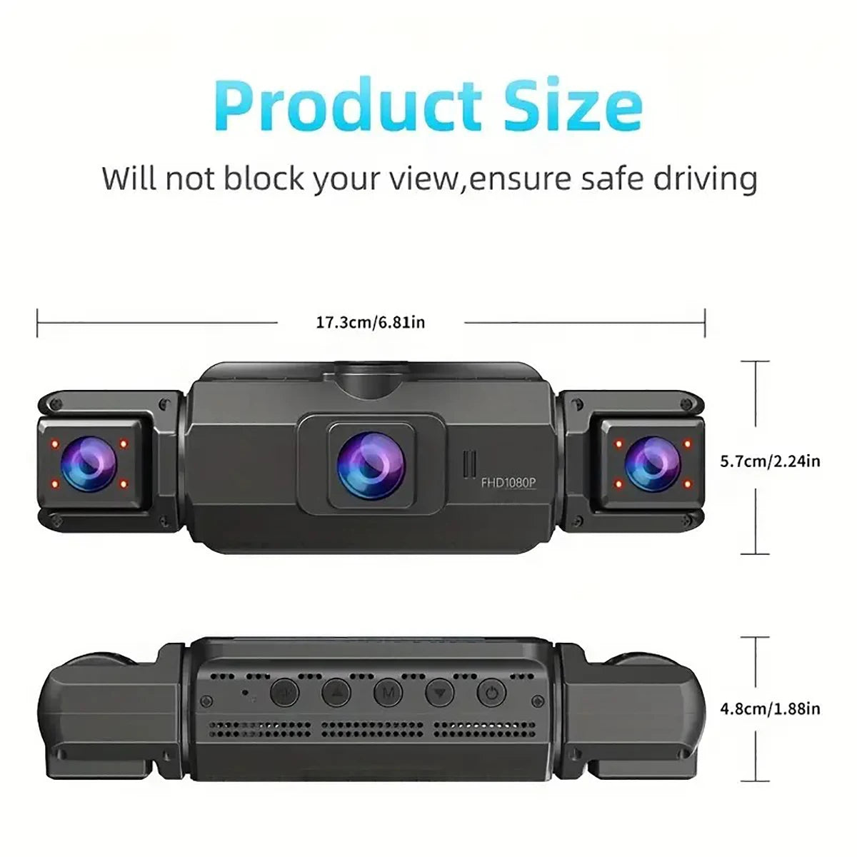 4-Channel 360° Dash Cam FHD with Front, Rear & Side Cameras, 128G, Night Vision, Parking Monitor