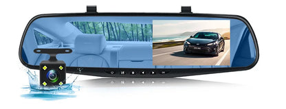 E-ACE 4.3" Mirror Dash Cam FHD 1080P with Optional Dual Lens & Rearview Camera