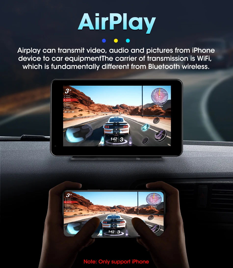 Vtopek 8.1" Dash Cam 2.5K with Wireless CarPlay, Android Auto, GPS & Rear Camera