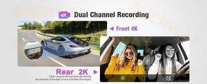 4K+2K Dash Cam with 4" Touch Screen, GPS, WiFi & Night Vision
