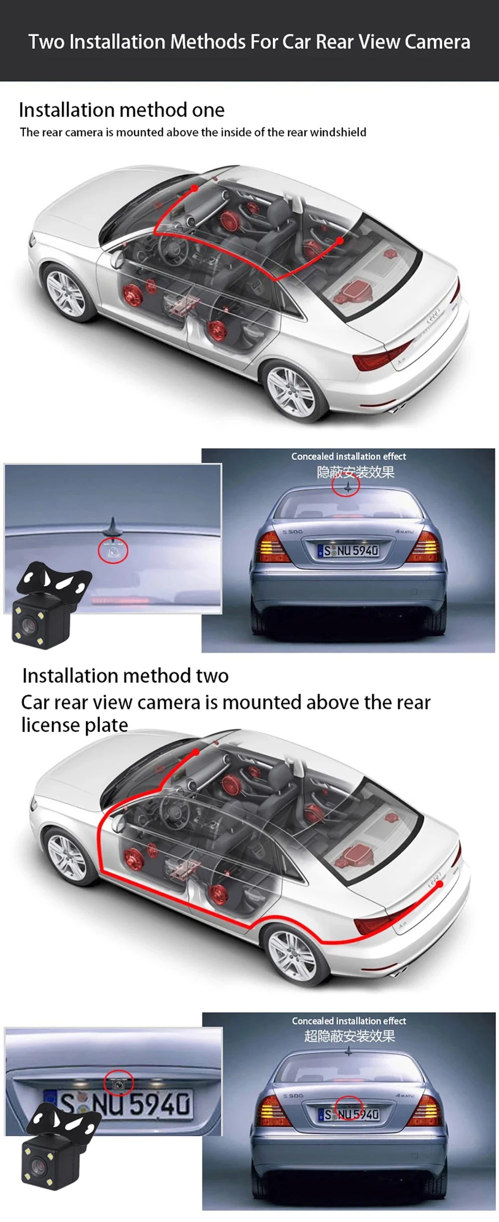 WiFi Dash Cam 1080P Front & Rear Cameras, IR Night Vision