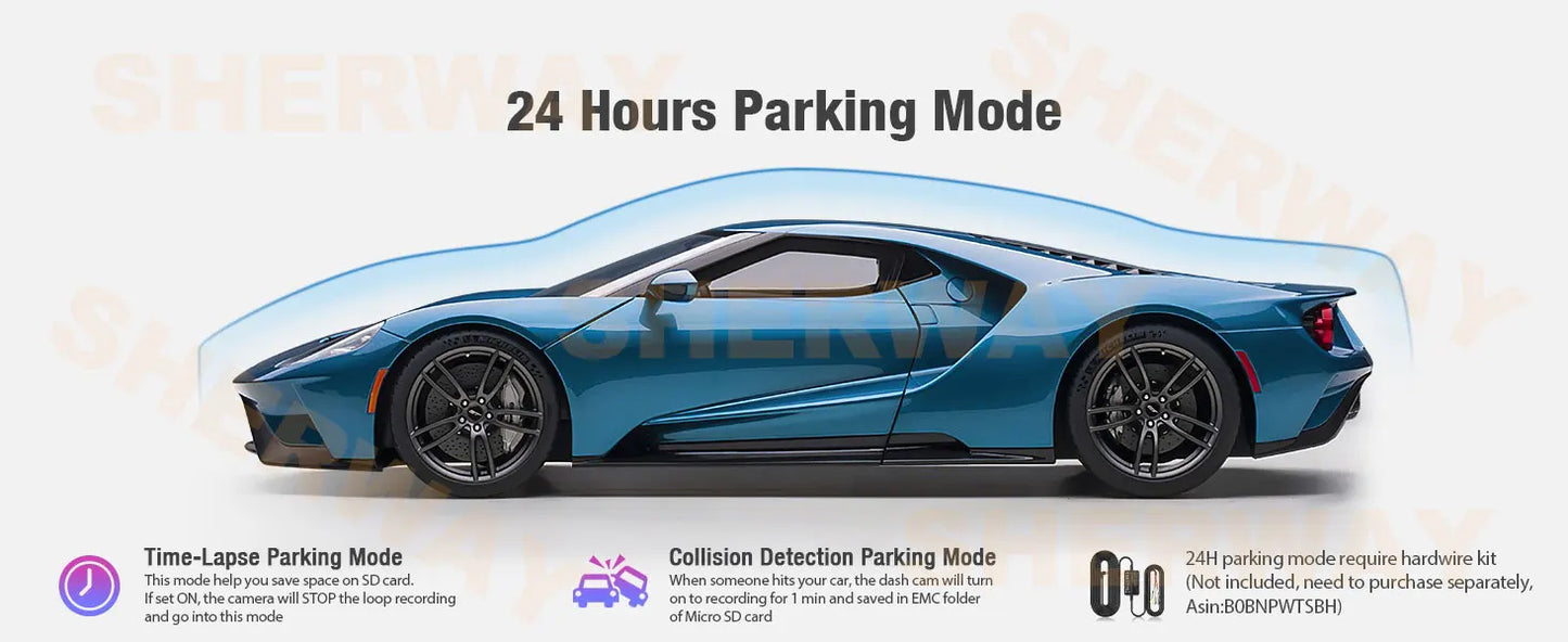 4K+2K Dash Cam with 4" Touch Screen, GPS, WiFi & Night Vision