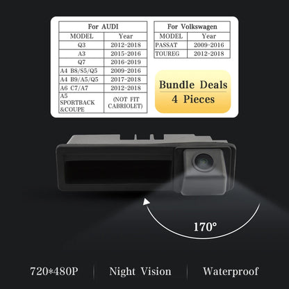 Vehicle Backup Camera for Audi & VW Models, Rearview Trunk Handle Design