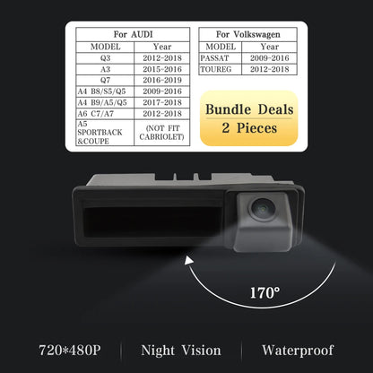 Vehicle Backup Camera for Audi & VW Models, Rearview Trunk Handle Design
