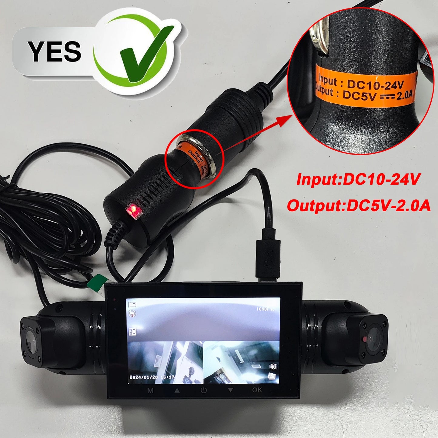 4-Channel Dash Cam FHD 1080P with Front, Rear & Side Cameras, Night Vision, Loop Recording
