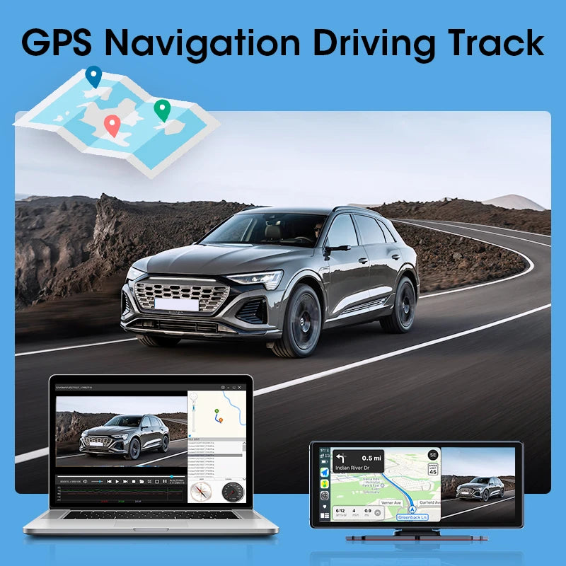 Vtopek 8.1" Dash Cam 2.5K with Wireless CarPlay, Android Auto, GPS & Rear Camera