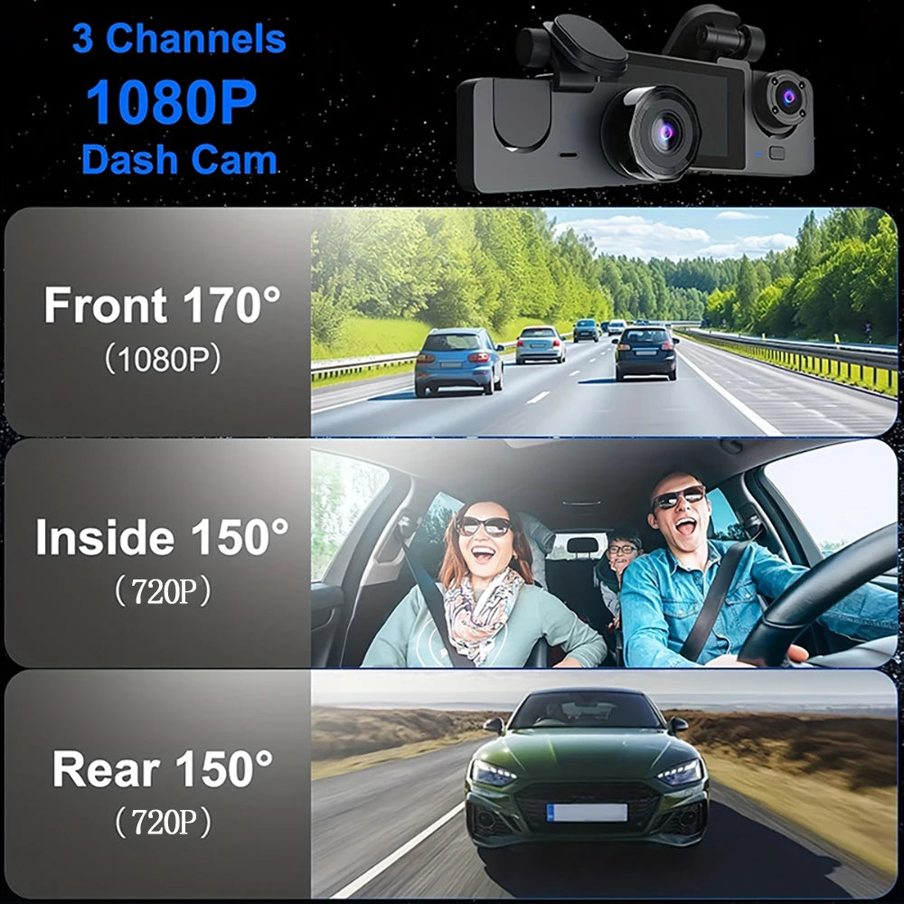 WiFi Dash Cam 1080P Front & Rear Cameras, IR Night Vision