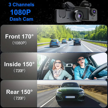 WiFi Dash Cam 1080P Front & Rear Cameras, IR Night Vision