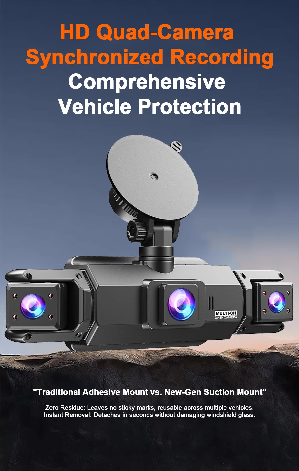 4-Channel 360° Dash Cam FHD with Front, Rear & Side Cameras, 128G, Night Vision, Parking Monitor