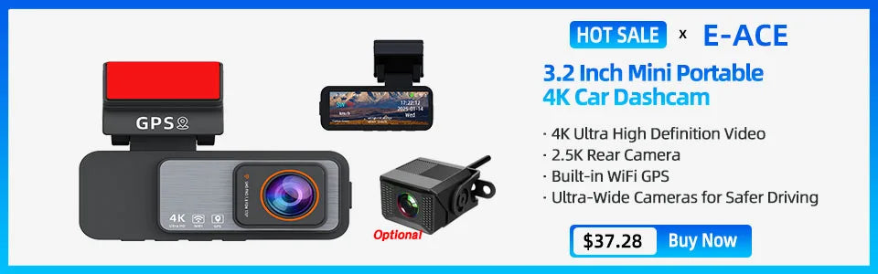 E-ACE 4.3" Mirror Dash Cam FHD 1080P with Optional Dual Lens & Rearview Camera