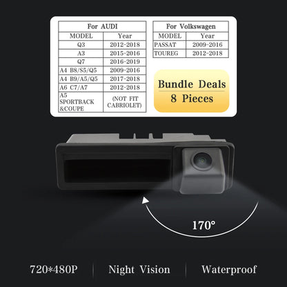 Vehicle Backup Camera for Audi & VW Models, Rearview Trunk Handle Design