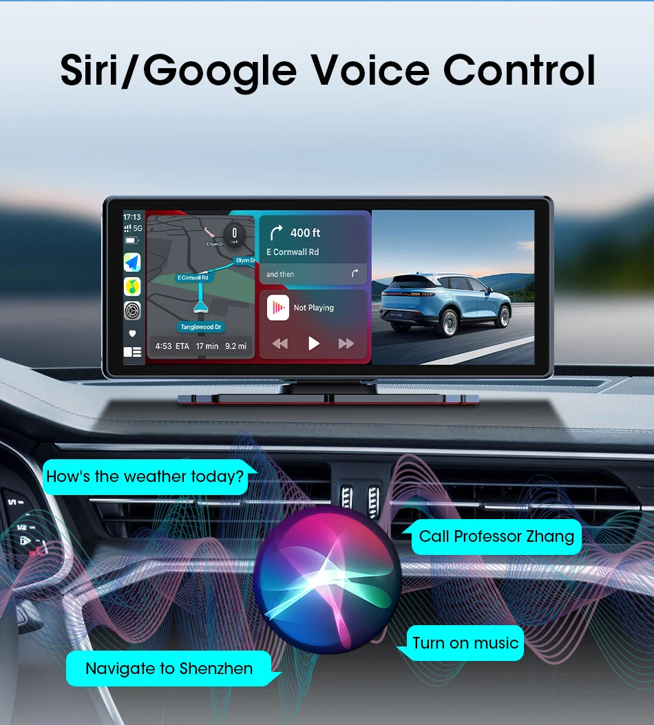 Vtopek 8.1" Dash Cam 2.5K with Wireless CarPlay, Android Auto, GPS & Rear Camera