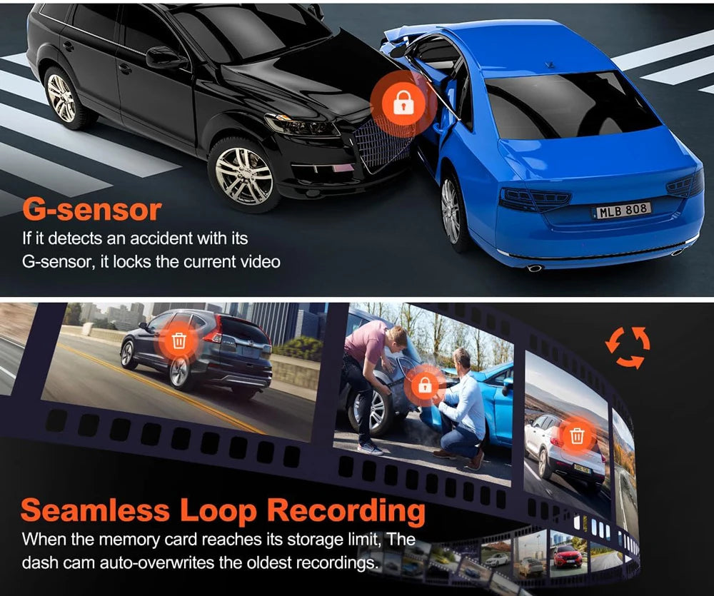 4K Dual Lens Dash Cam with GPS, WiFi & 2.5K Rear Camera, Night Vision