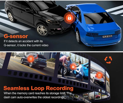 4K Dual Lens Dash Cam with GPS, WiFi & 2.5K Rear Camera, Night Vision