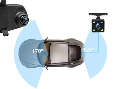 E-ACE 4.3" Mirror Dash Cam FHD 1080P with Optional Dual Lens & Rearview Camera
