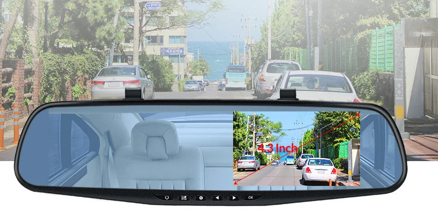 E-ACE 4.3" Mirror Dash Cam FHD 1080P with Optional Dual Lens & Rearview Camera