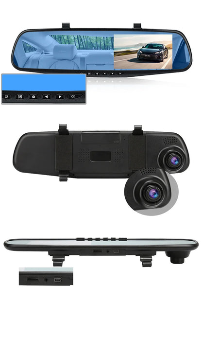 E-ACE 4.3" Mirror Dash Cam FHD 1080P with Optional Dual Lens & Rearview Camera