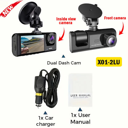 WiFi Dash Cam 1080P Front & Rear Cameras, IR Night Vision