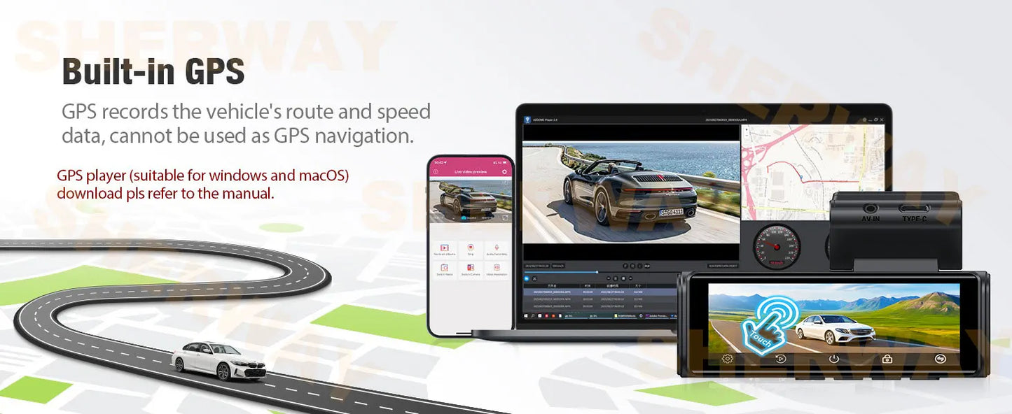 4K+2K Dash Cam with 4" Touch Screen, GPS, WiFi & Night Vision