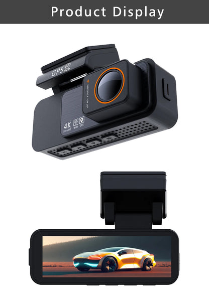 4K Dual Lens Dash Cam with GPS, WiFi & 2.5K Rear Camera, Night Vision