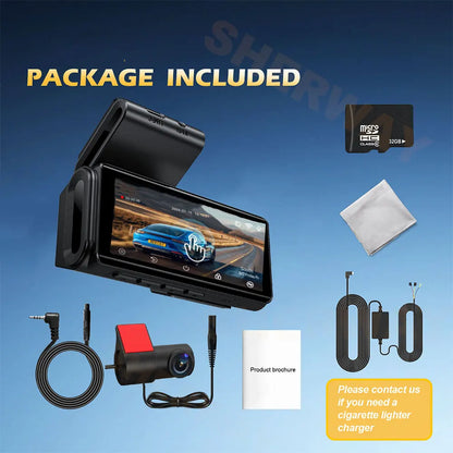 4K+2K Dash Cam with 4" Touch Screen, GPS, WiFi & Night Vision