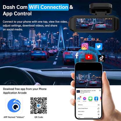 UHD 4K Dash Cam with ADAS, WiFi, GPS & 2.5K Rear Camera, Night Vision