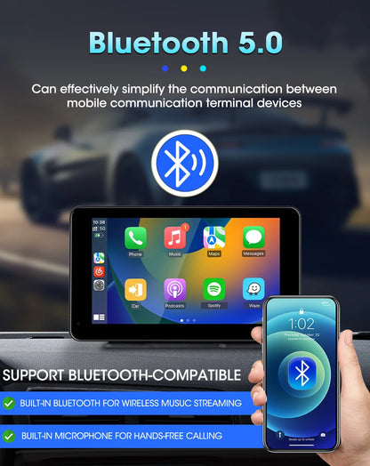 Vtopek 8.1" Dash Cam 2.5K with Wireless CarPlay, Android Auto, GPS & Rear Camera