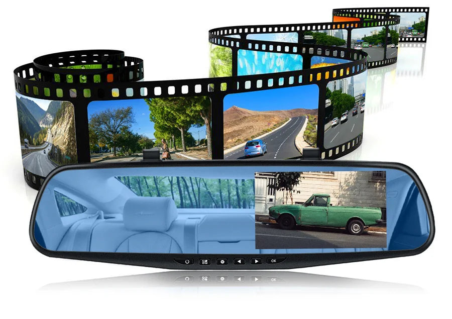 E-ACE 4.3" Mirror Dash Cam FHD 1080P with Optional Dual Lens & Rearview Camera