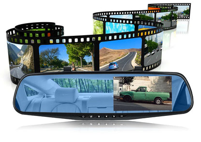 E-ACE 4.3" Mirror Dash Cam FHD 1080P with Optional Dual Lens & Rearview Camera