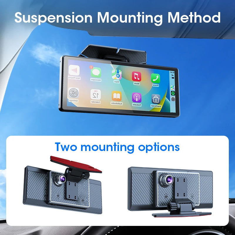 Vtopek 8.1" Dash Cam 2.5K with Wireless CarPlay, Android Auto, GPS & Rear Camera