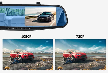 E-ACE 4.3" Mirror Dash Cam FHD 1080P with Optional Dual Lens & Rearview Camera