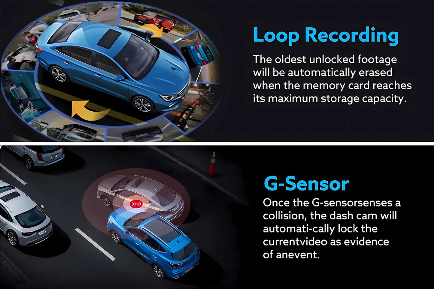 UHD 4K Dash Cam with ADAS, WiFi, GPS & 2.5K Rear Camera, Night Vision