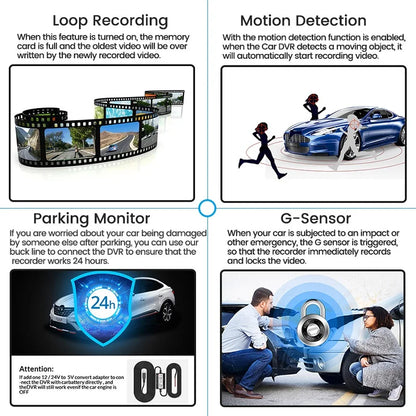 E-ACE 4.3" Mirror Dash Cam FHD 1080P with Optional Dual Lens & Rearview Camera